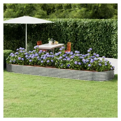 Produktbild von Hochbeet aus pulverbeschichtetem Stahl, 450 x 140 x 36 cm, Silber