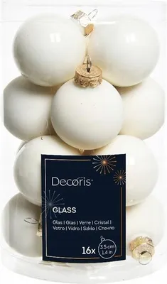 Produktbild von Set aus 16 Christbaumkugeln aus Glas warmweiß 3,5 cm glatt
