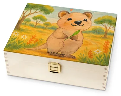 Produktbild von Mr. & Mrs. Panda Tee Box Quokka Happy Design - Weiß - Geschenk, Aufbewahrung, Verschieben, für Paare, Teedose, Dinge Erledigen, Tiermotive, Lustiger Spruch, Teebeutel