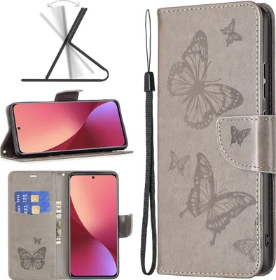 Produktbild von Mobigear Butterfly  Xiaomi 12 Hülle Klapphülle Geldbörse - Grau