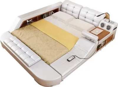 Immagine prodotto di Design Doppel Luxus Leder Bett Polster Betten mit USB Hotel Multifunktion