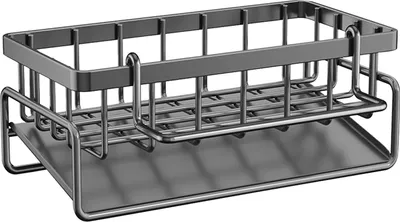 Produktbild von MODFU Spülbecken Organizer, Spüle Küchen Organizer Edelstahl Mit Selbstentleerender Ablaufwanne for Schwammhalter, Handtuchhalter, Spültuchhalter, Super Organizer für Küche und Badezimmer Grau