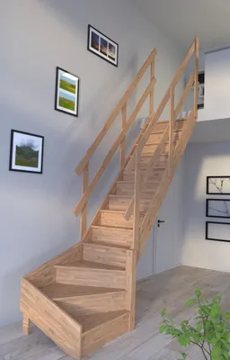 Zdjęcie produktu dla Schody drewniane Rhodos w ¼ spiralne prawe - balustrady dębowe - obustronne - z podstopnicami