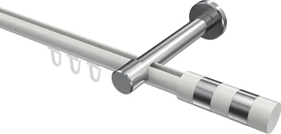 Produktbild von Interdeco Innenlaufstange / Gardinenstange mit Innenlauf Weiß / Chrom, Typ Prestige Mavell (Zylinder Bicolor), 20 mm Ø 1-läufig, 480 cm