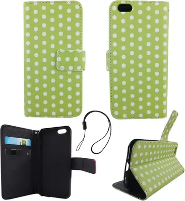 Produktbild von Handyhülle Tasche für Handy Apple iPhone 6 / 6s Polka Dot Grün Weiss