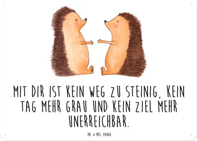 Produktbild von Mr. & Mrs. Panda Metallbild Igel Liebe DIN A3 - Weiß - Geschenk, Blechschild, tafel, Jahrestag, Hochzeit, Freundin, Schild, Türschild, Blechtafel, Wandbild, Verheiratet