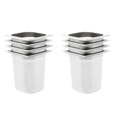 Image de Récipients Gastronorm 8 pcs GN 1/6 200 mm Acier inoxydable