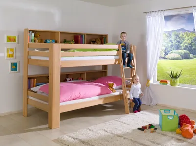Produktbild von Relita - Etagenbett Jan mit Bücherregal, 90 x 200 cm, braun