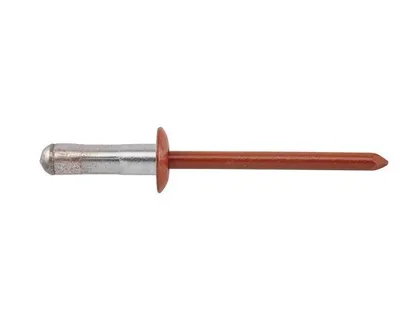 Produktbild von Blindnieten Flachkopf Ø 4 mm in Alu/Edelstahl Länge 10 mm Nieten Flachrundkopf rot RAL 8004 75 Stück