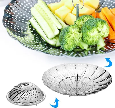 Produktbild von Edelstahl Dampfgarer Einstellbar Dünsteinsatz (16,5 cm-25cm) Dämpfeinsatz für Kochtöpfe