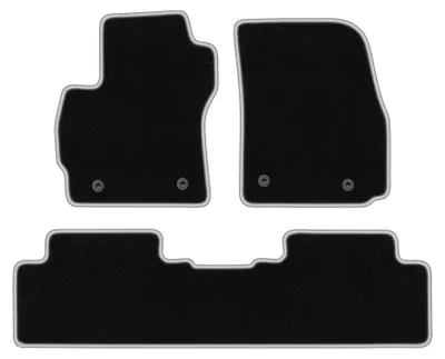 Produktbild von Velours-Fußmatten für Mazda 5 I 2005-2010 (Minivan) – 4-tlg, Schwarz/Silber, passgenau – Wielganizator CARLUX