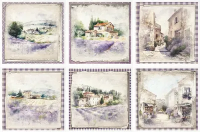 Immagine prodotto di ITD carta di riso decoupage SET carta artigianale, campi di lavanda, città, panorami RSM083