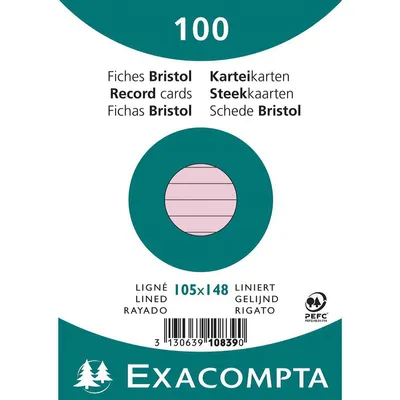 Produktbild von Exacompta Karteikarte 10839SE DIN A6 liniert rosa 100 St./Pack.