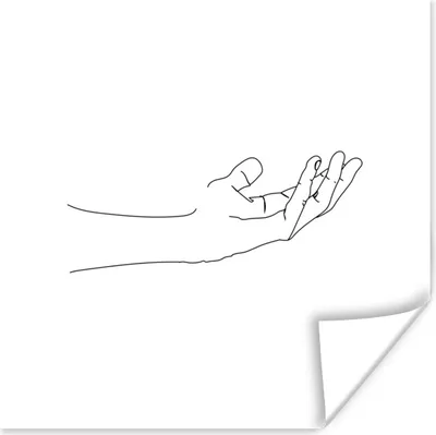 Produktbild von MuchoWow® Poster Strichzeichnung - Schwarz - Weiß - Hand 100x100 cm - Babyzimmer