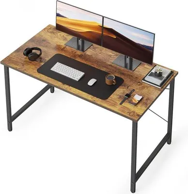 Produktbild von Unyqoos® Computertisch 120×60×75 cm (47 Zoll) – Laptop-Schreibtisch, modernes schlichtes Design, braun, MDF-Platte & stabiles Metallgestell