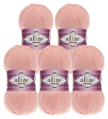 5 x 100g Strickgarn Alize Cotton Gold Uni Klassikgarn Häkelgarn hellrosa