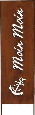 Produktbild von Schild Spruchtafel Gartenschild Edelrost rostige Gartendeko 115cm Edelrost Moin Moin