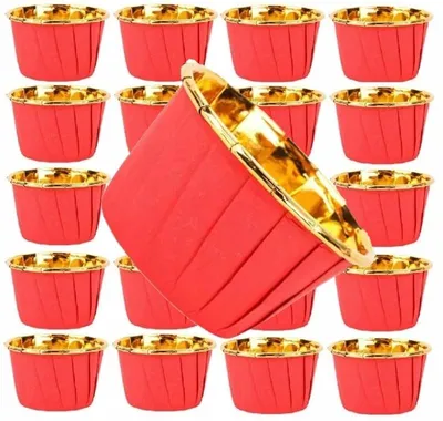 Produktbild von Elhandel Muffin-Förmchen Rot-Gold Papier 20 Stück Dekoration