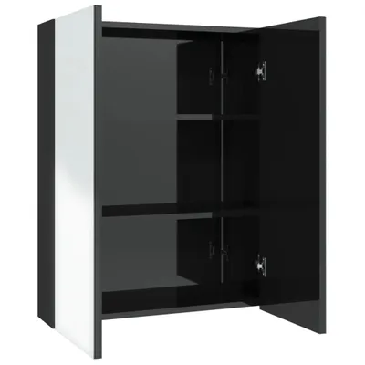 Immagine prodotto di Armadietto a Specchio per Bagno 60x15x75 cm MDF Nero Lucido