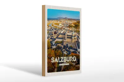 Produktbild von Holzschild Reise 20x30cm Salzburg Österreich Schloss Altstadt