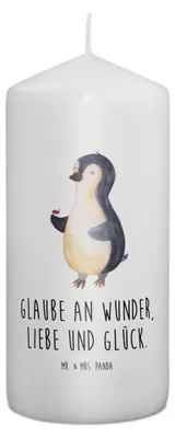Produktbild von Mr. & Mrs. Panda Kerze Pinguin Marienkäfer 15 x 7 cm - Weiß - Geschenk, Wunder, Stumpenkerze, Liebe, Kleine, Bedruckte, Blockkerze, Erinnerungslicht, Erinnerungskerze