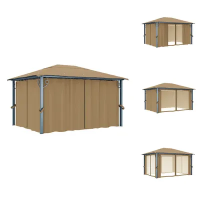 Immagine prodotto di vidaXL Padiglione con tenda 400x300 cm Alluminio Taupe - Padiglioni e tende per feste