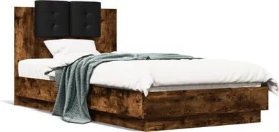 Obrázek produktu pro Maison Exclusive - Rám postele s čelem a LED osvětlením kouřový dub 90 x 190 cm