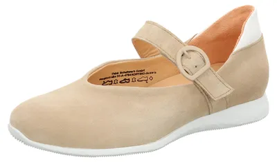Produktbild von Ballerinas ALOA aus Leder mit ergonomischem Fußbett, Fersenpolster und Riemen mit dekorativer Schnalle