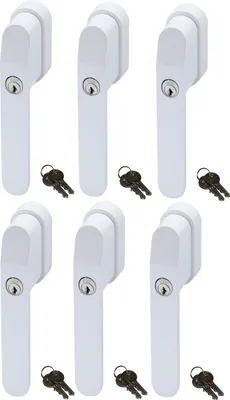 Produktbild von ABUS FG400 Abschließbarer Fenstergriff Weiß, gleichschließend im Set 6 Stück