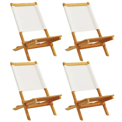 Produktbild von Gartenstühle 4 Stk. Klappbar Cremeweiß Stoff und Massivholz