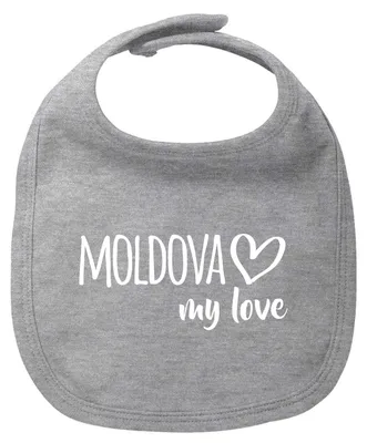 Produktbild von Huuraa Baby Lätzchen Moldova my love Heather Grey Klettverschluss  Baumwolle Latz Geschenkidee