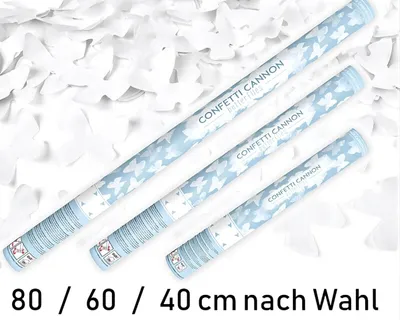 Produktbild von Konfettikanone | 40 / 60 / 80 cm 60 cm Schmetterlinge Weiß