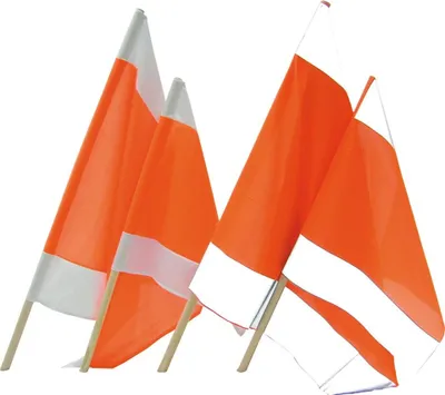 Produktbild von Warnflagge 50 x 50 cm weiß-orange-weiß mit Holzstiel