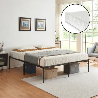 Produktbild von Metallbett ‘Vårdö’ mit Matratze 160 x 200 cm Schwarz
