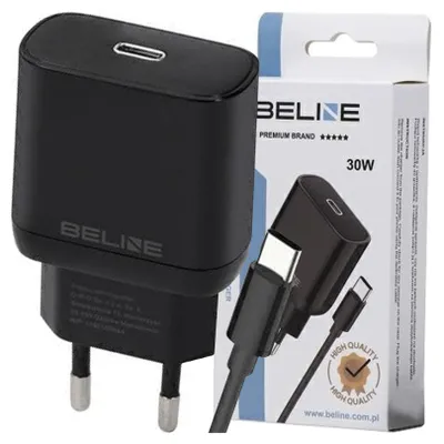 Productafbeelding van Beline oplader, 30W, USB-C + USB-C kabel, zwart