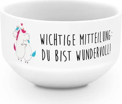 Produktbild von Mr. & Mrs. Panda salatschälchen Einhorn Mitteilung - Weiß - Geschenk, dessertschale, Obstschale, Lustig, Suppenschüssel, Liebe, Ehe, schälchen, Valentinstag, Schüssel