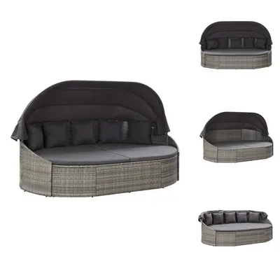Produktbild von vidaXL Outdoor-Loungebett mit Dach Grau -  Gartenbetten