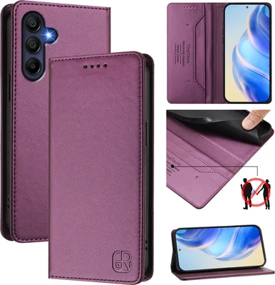 Immagine prodotto di Custodia in pelle per Samsung Galaxy A26 5G, flip case con slot per carte, portafoglio e supporto Purple