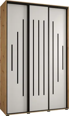 Produktbild von MEBLE KRYSPOL Cannes 12 Schrank mit 3 Schiebetüren - 205,2x150x45 cm - Artisan Weiß Schwarz