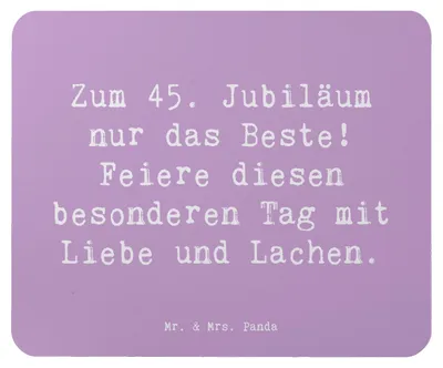 Produktbild von Mr. & Mrs. Panda Mousepad Spruch 45. Geburtstag Feiern - Lavendeltraum - Geschenk, handgefertigt, Lachen, besondere Anlässe, Mauspad, Jubiläum, Alter, Mouse Pad, pc