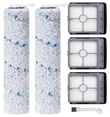 Image de Kit de pièces de rechange pour aspirateur BISSELL CrossWave X7 Plus sans fil, modèles 2955N et 3479N : 2 rouleaux brosses, 3 filtres HEPA, 1 brosse de nettoyage