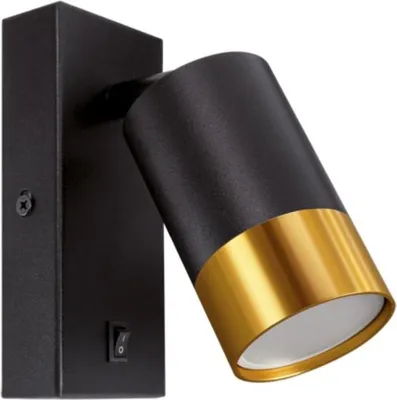 Produktbild von Verstellbare Wandleuchte mit Schalter SCHWARZ und GOLD für GU10 Glühbirne