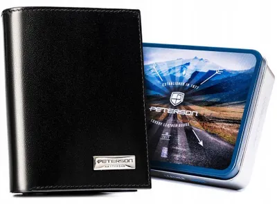 Obrázek produktu pro Peterson pánská kožená peněženka RFID černá 12x9,5 cm