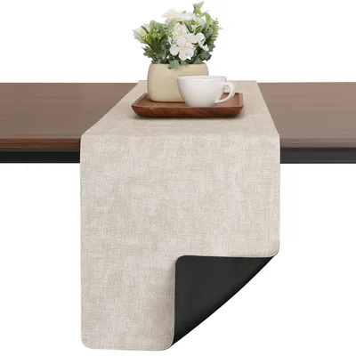 Obrázok produktu pre Solidchoice – Moderná obruska z umelého kožene – dvojvrstvová, umývateľná a odolná voči teplu (čierna, 40 x 240 cm)