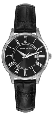 Produktbild von Pierre Cardin Damenuhr Armbanduhr Edelstahl Leder Schwarz PC901732F02