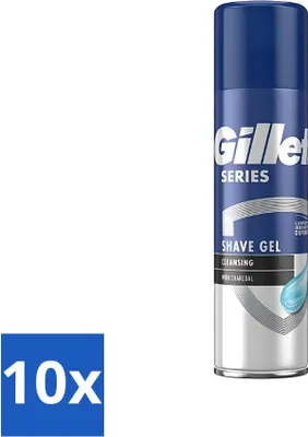 Productafbeelding van Gillette Series - Scheergel - Reiniging - Actieve kool - Verfrissend en reinigend - 200 ml - Voordeelverpakking - 10 stuks