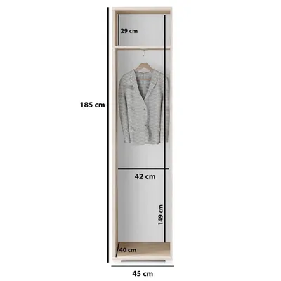 Produktbild von Garderoben-Set MIKA Kleiderschrank mit Polsterplatten Schuhschrank Schrankaufsatz und Hängeschrank Ideal für Eingangsbereich (Graphit Trinity 15)
