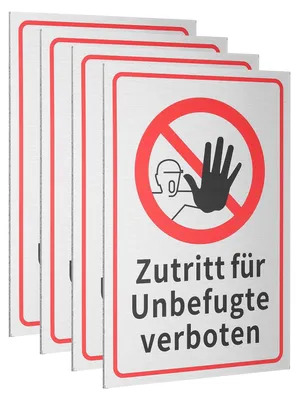 Productafbeelding van Set van 4 Toegangsverbodsborden - Aluminium en PVC, Roestvrij en Zonder Boren