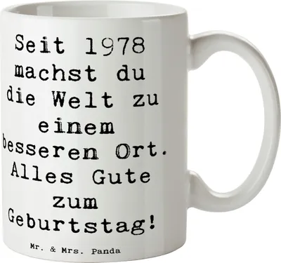 Produktbild von Mr. & Mrs. Panda Kaffeetasse Spruch 1978 Geburtstag - Weiß - Geschenk, Geburtstagsgeschenk, Happy Birthday, Freude und Positivität, Bedruckte Tasse, Teebecher, Retro