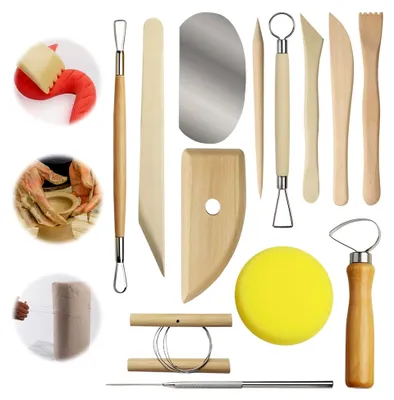 Produktbild von 13-teiliges Set für Töpferwerkzeuge und Modellierwerkzeuge